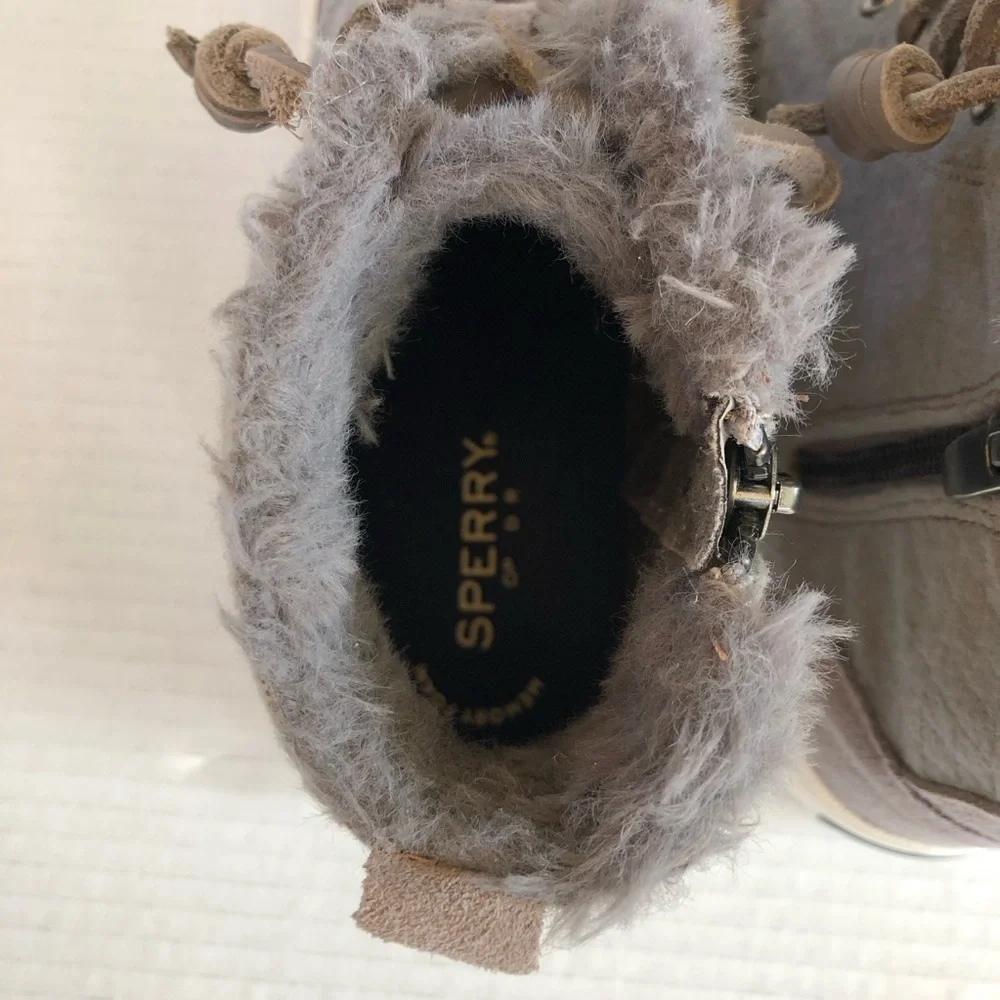 Sperry Women's Gray Crest Lug High Top Quilted Cozy Suede Sneaker